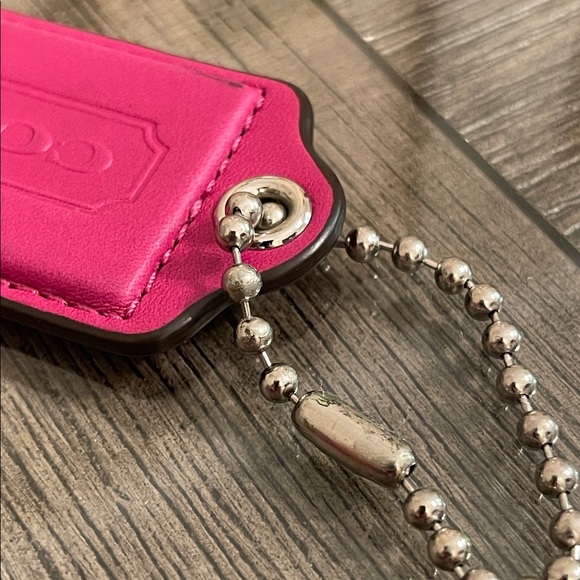 Coach Pink - Fuchsia Large Hangtag Leather Keychain - Picture 12 of 14